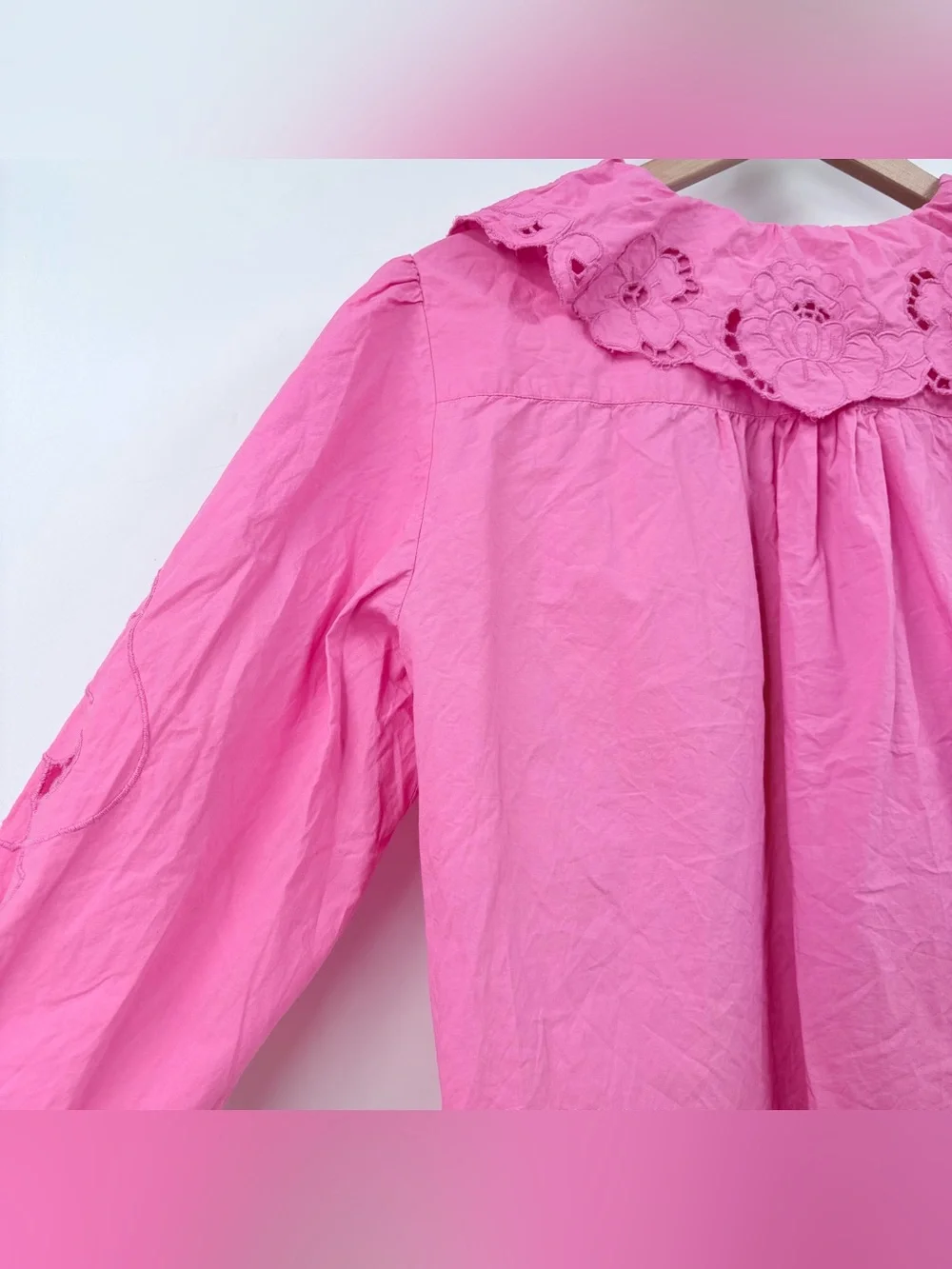 Free People Bubblegum Pink Maisie Cutwork Top